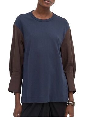Dries Van Noten navy and grey Heris colour block top size M excellent condition